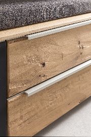 Diele Novum Bank Wildeiche Schwarz Altholz edelstahlfarbene Griffleiste