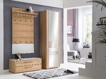 Garderobe No Limit Hochschrank Unterschrank Paneel Set Kernbuche Weiß