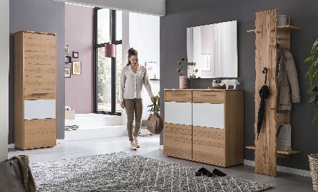 Diele No Limit Hochschrank Dielenschrank Paneel Spiegel Baumkante buche Weiß