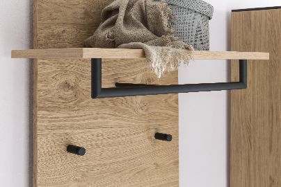Garderobe No Limit Paneel Wildeiche Haken schwarz