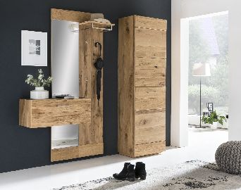 Garderobe Rialto Hochschrank Spiegel Paneel Set Altholz Rissbalkeneiche