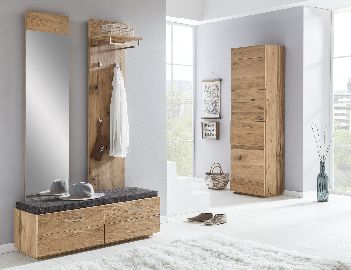 Diele Rialto Hochschrank Spiegel Paneel Bank Set Rissbalkeneiche Altholz Granit