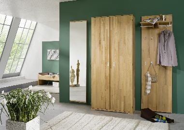 Diele Vido großer Schuhschrank Bank Paneel Spiegel Kernbuche vollmassiv