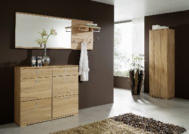 Garderobe Vido Hochschrank Dielenschrank Spiegelpaneel Kernbuche vollmassiv