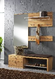 Garderobe Vado Kernbuche Set Bank Paneel Spiegel