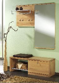 Garderobe Vado Kernbuche Set Unterschrank Paneel Spiegel